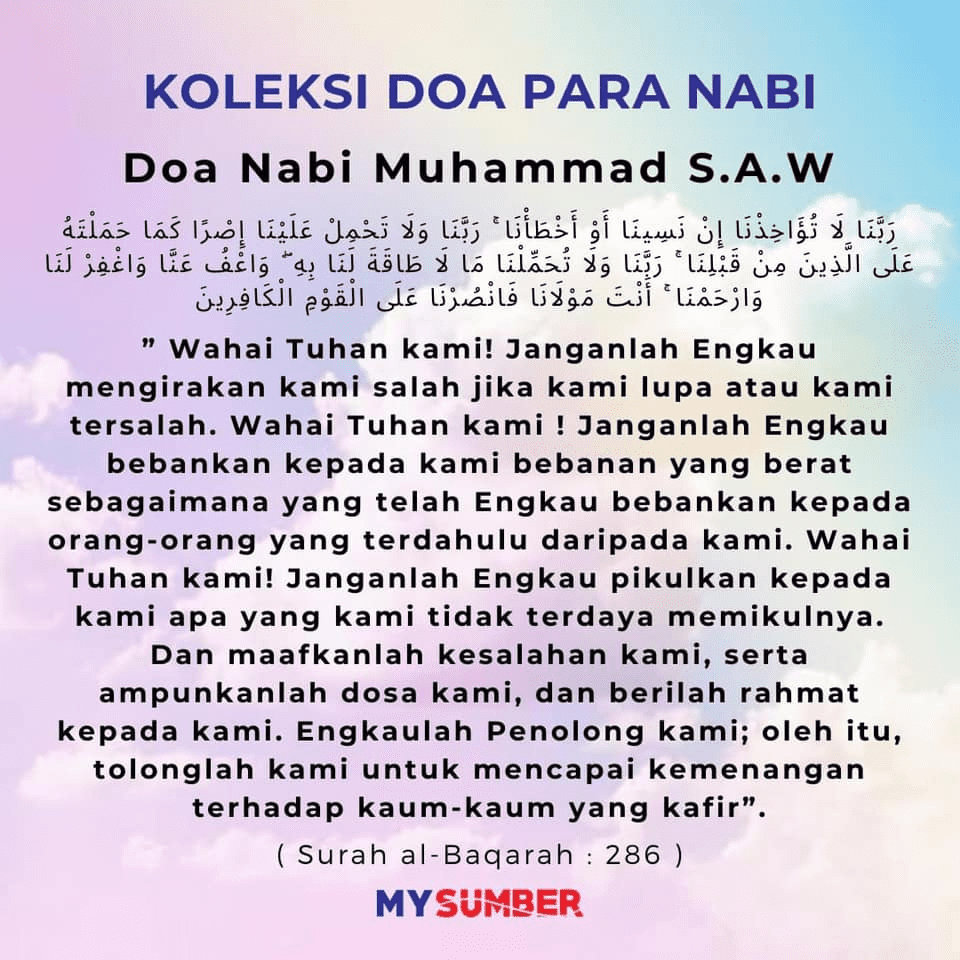 Koleksi Doa Para Nabi Boleh Amalkan Banyak Manfaat Dan Kelebihannya